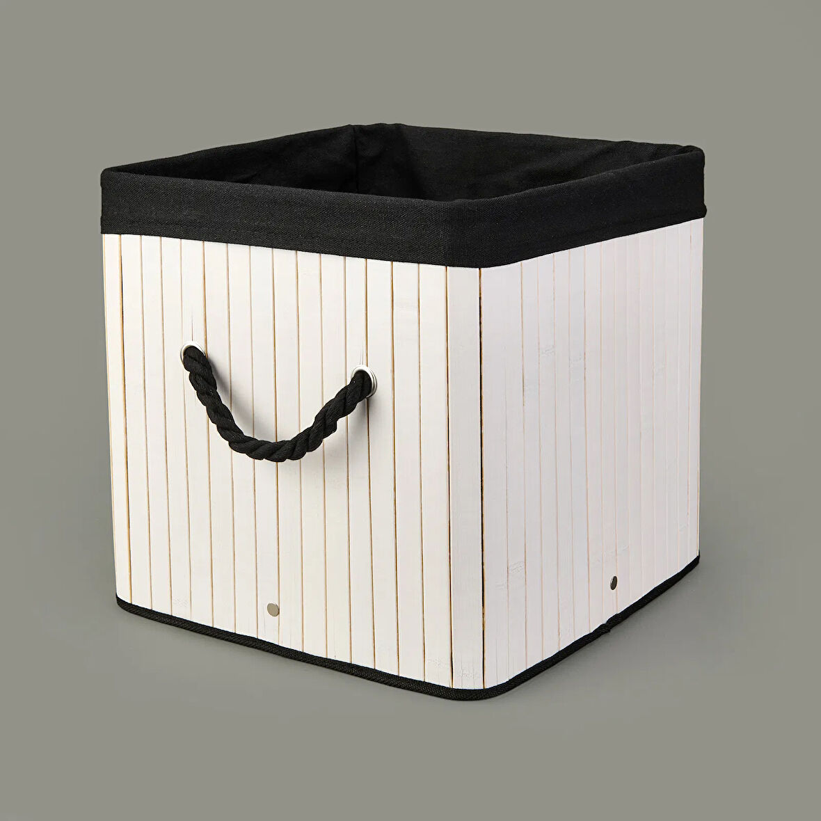 Living Çok Amaçlı Dekoratif Sepet - Beyaz / Siyah - 30x30x30 cm