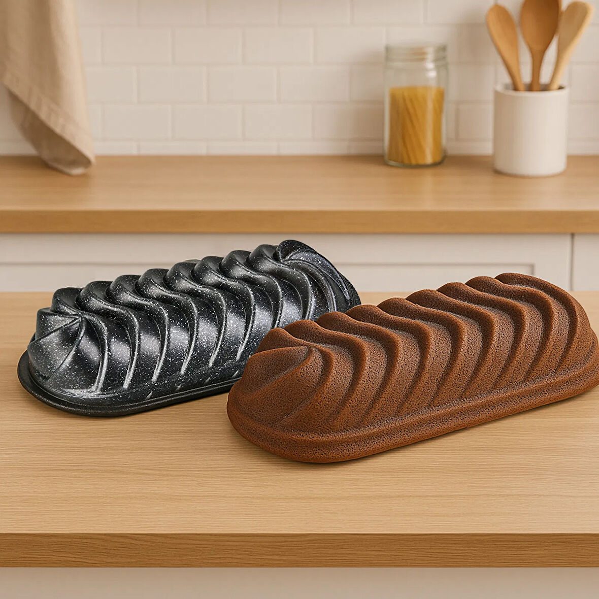 Kitchen Nirvana Baton Kek Kalıbı - Antrasit - 28 cm