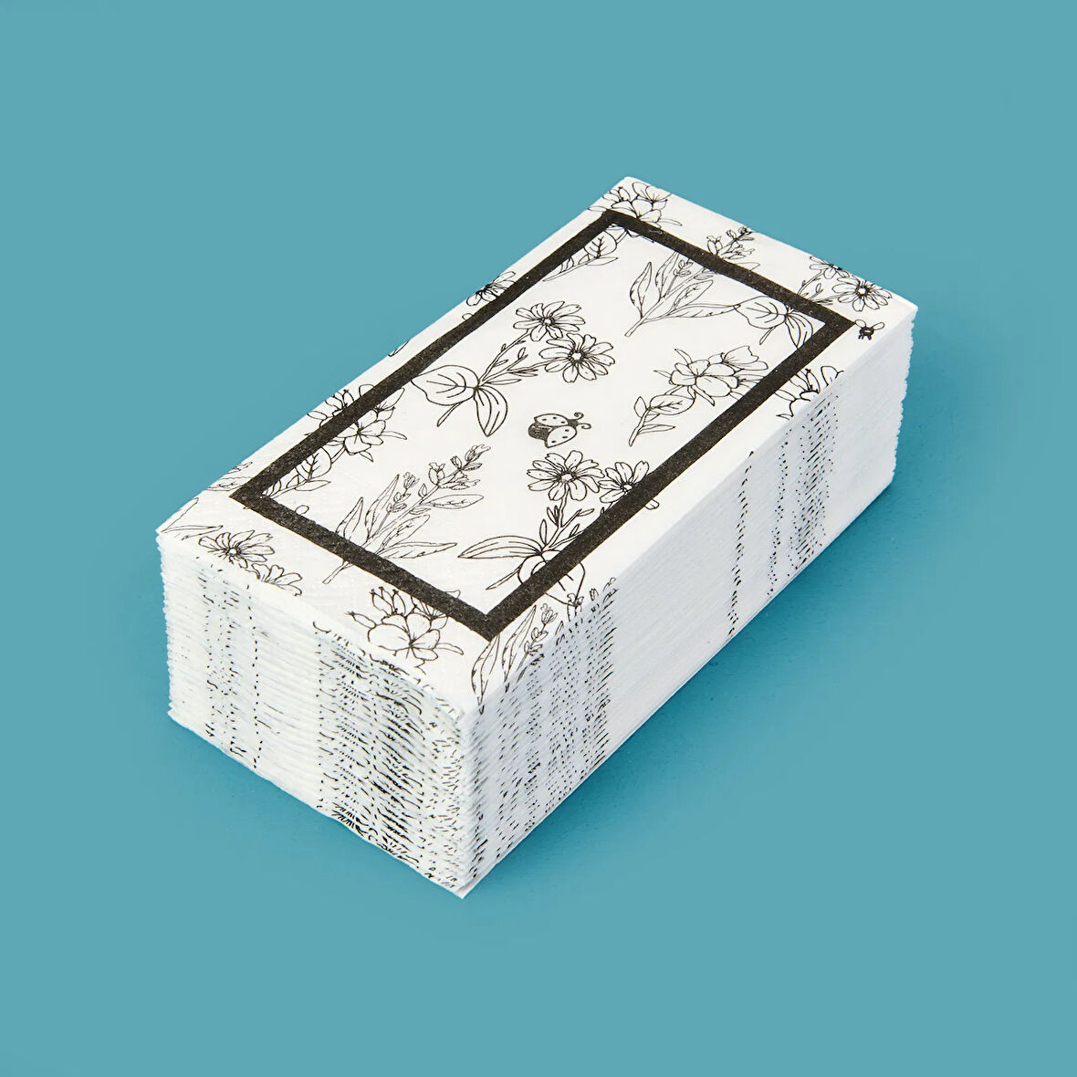 Kitchen 25'li Çiçek Desen Peçete - Beyaz - 16x8 cm