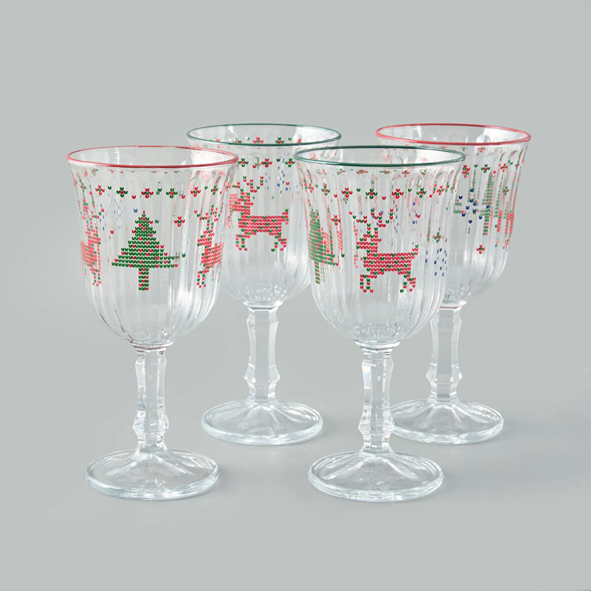 Winter Ornament 4'lü Ayaklı Bardak - Renkli - 120 ml