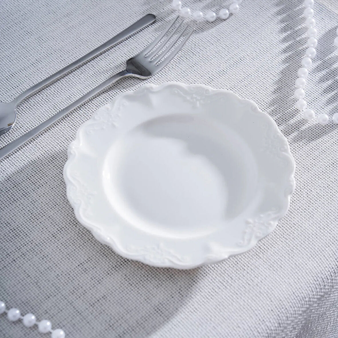 King Tatlı Tabağı - Kırık Beyaz - 15 cm