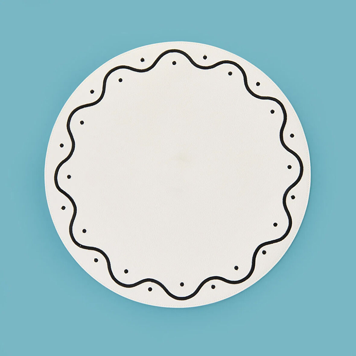 Kitchen Yuvarlak Deri Supla - Beyaz / Siyah - 38 cm