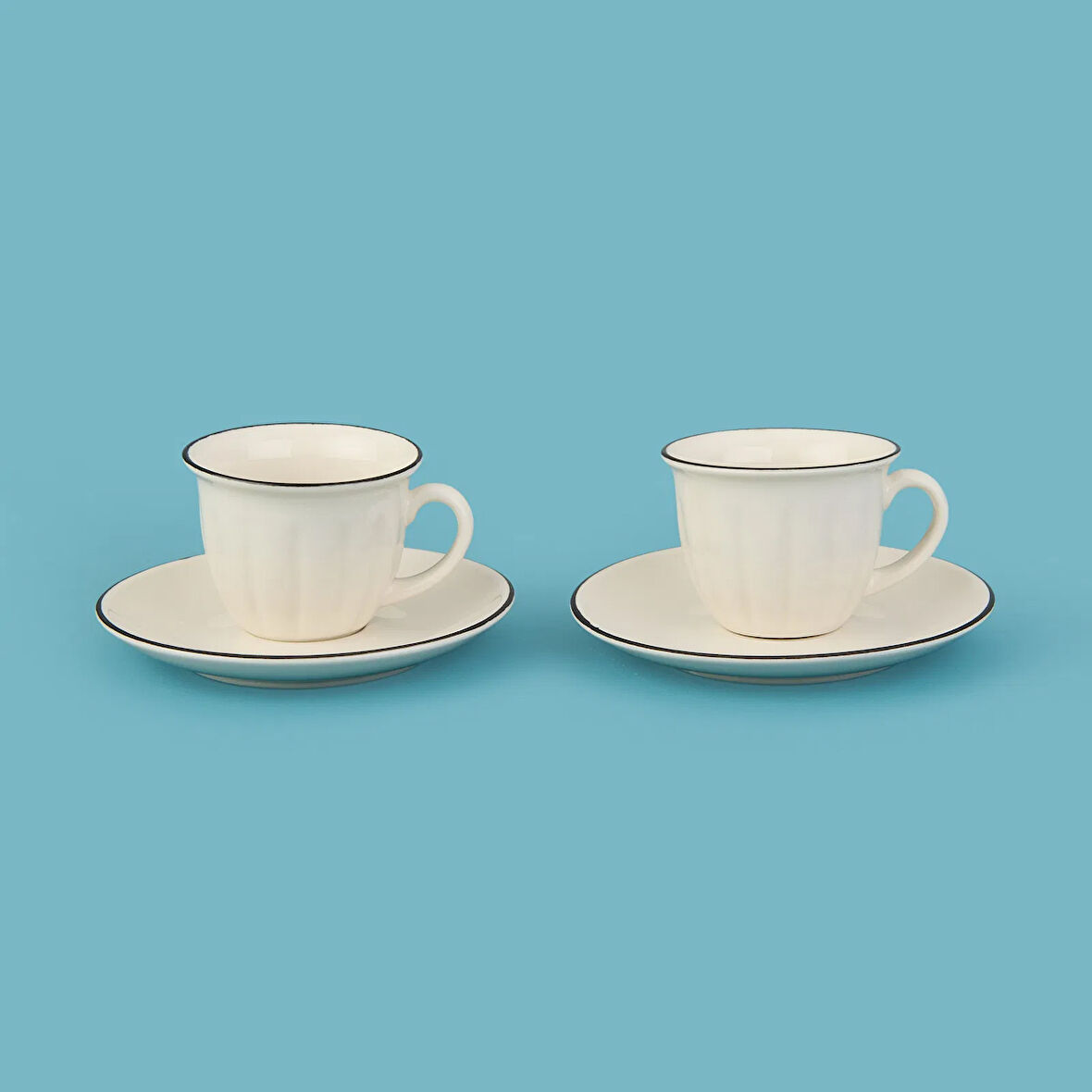 Kitchen Olympos 2'li Kahve Fincanı Takımı - Krem / Siyah - 90 ml