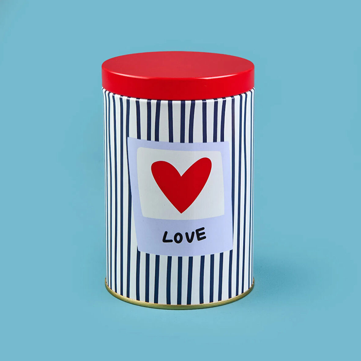 Love Yuvarlak Tekli Metal Kutu - Renkli - 900 ml