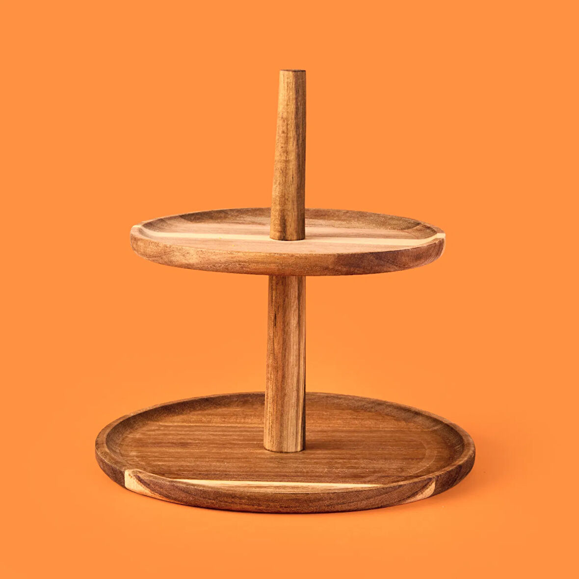 Houseware 2 Katlı Akasya Sunumluk - Kahverengi - 23 cm