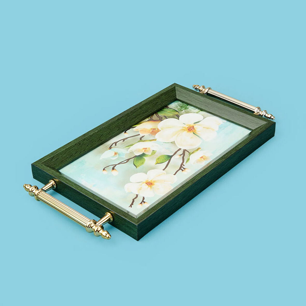 Kitchen Mini Çiçekli Tepsi - Renkli - 29x18 cm