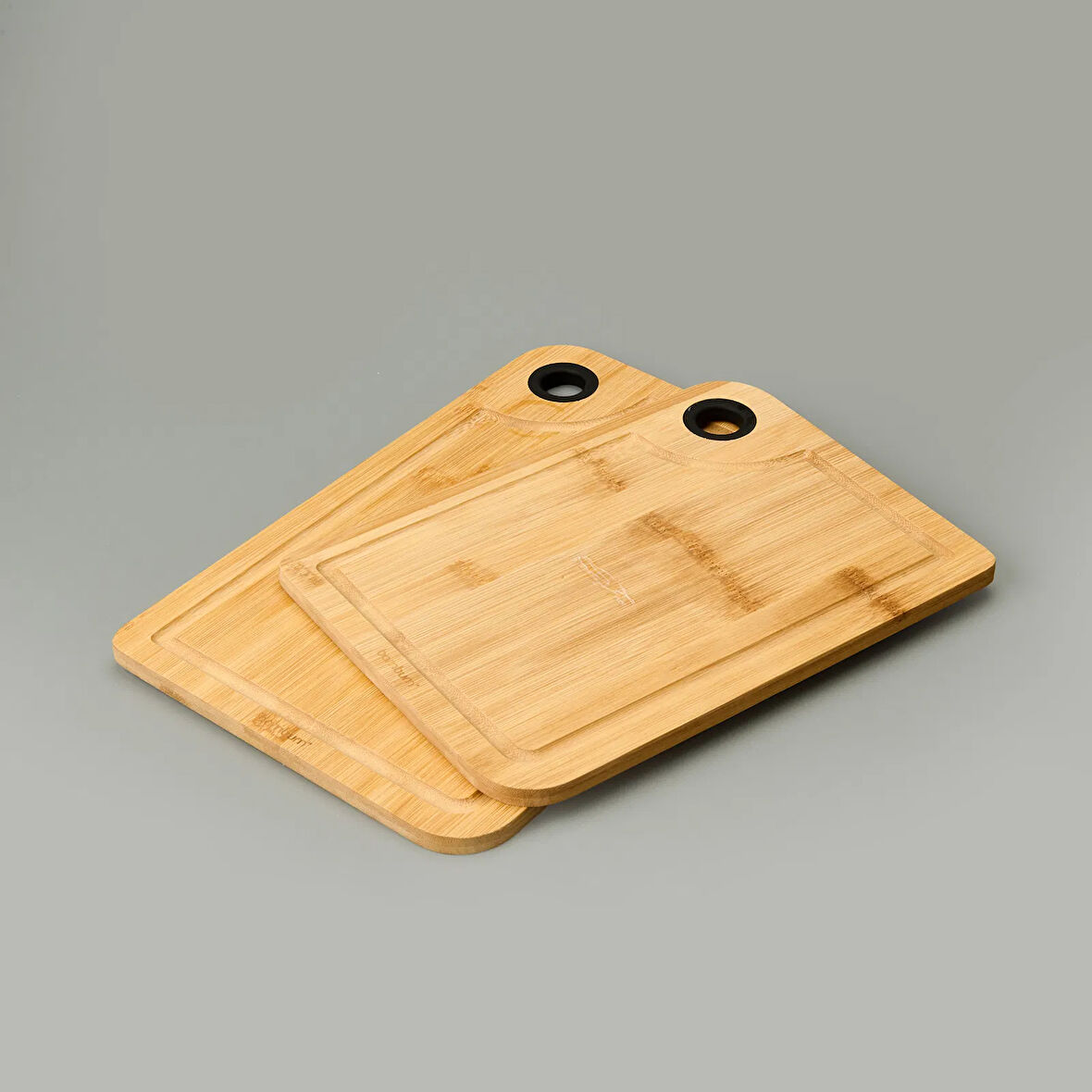 Dual 2'li Kesme Tahtası - Açık Kahverengi / Siyah - 28x20 cm + 33x22 cm