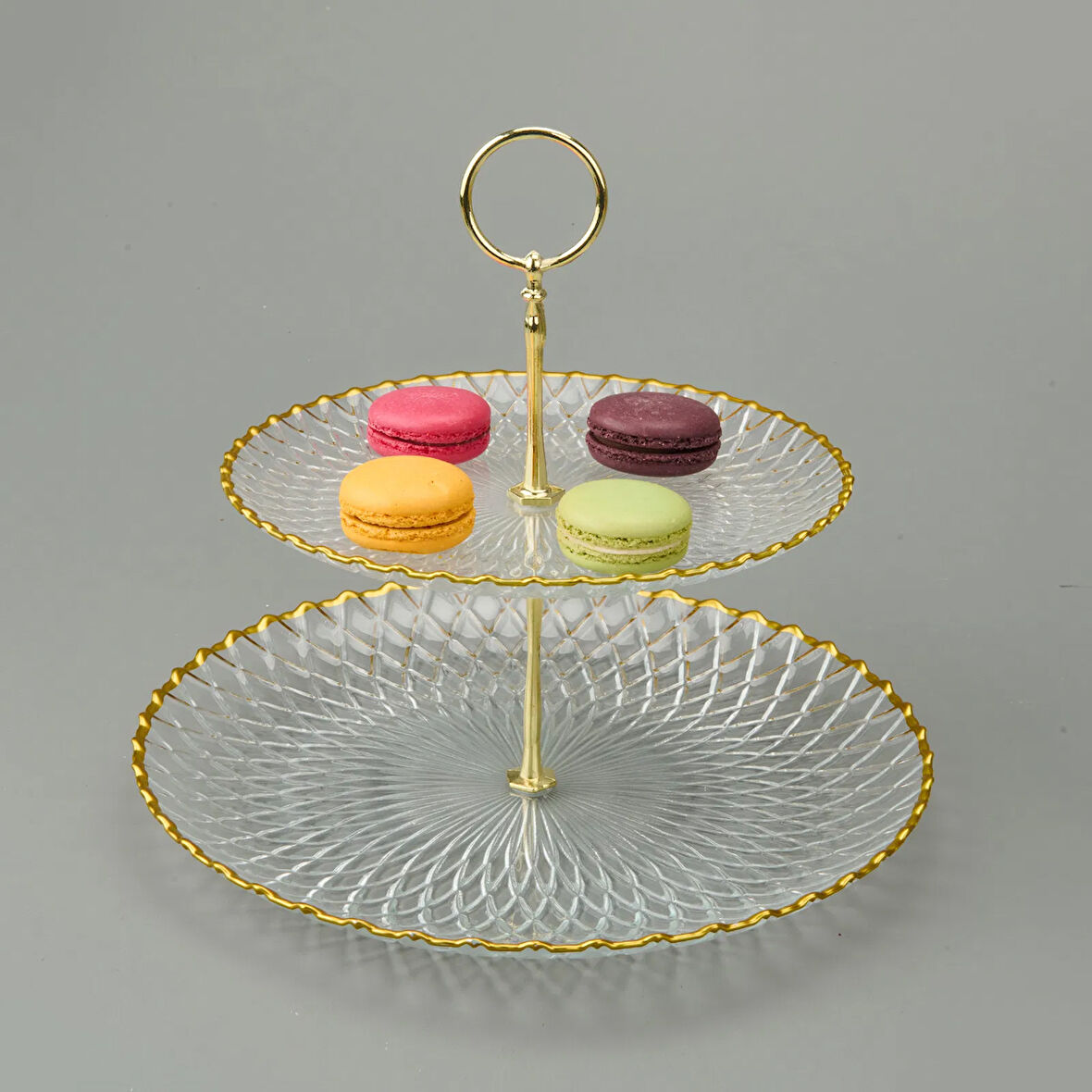 Kitchen Zelazo İki Katlı Kurabiyelik - Şeffaf / Altın