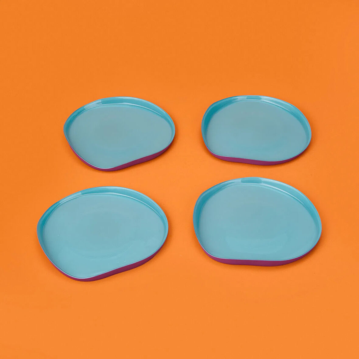 Kitchen İstanbul Dik Kenarlı 4'lü Pasta Seti - Mor / Mavi - 18 cm