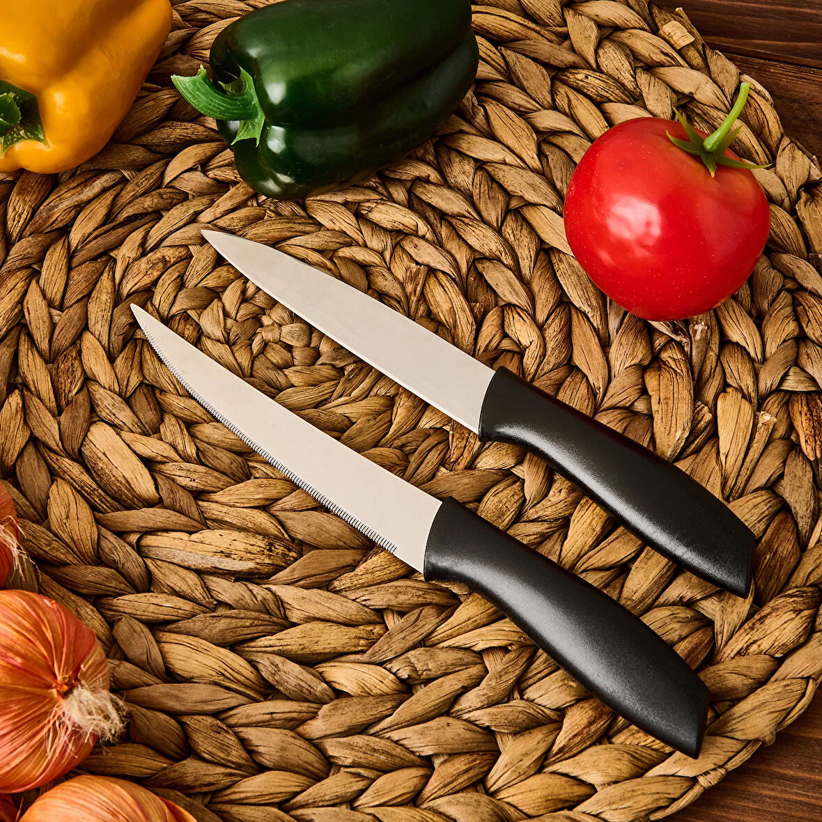 Kitchen Vakumlu 2'li Çok Amaçlı Bıçak Seti - Siyah