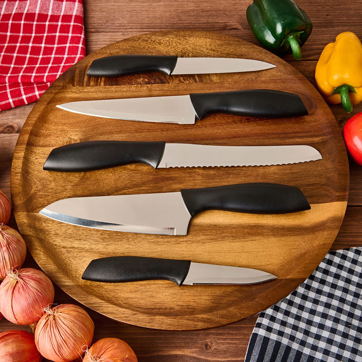 Kitchen Vakumlu 5'li Bıçak Seti - Siyah