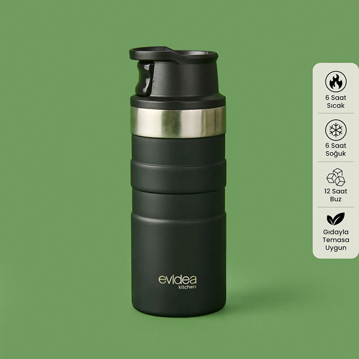 Kitchen Bireysel Termos - Siyah - 350 ml