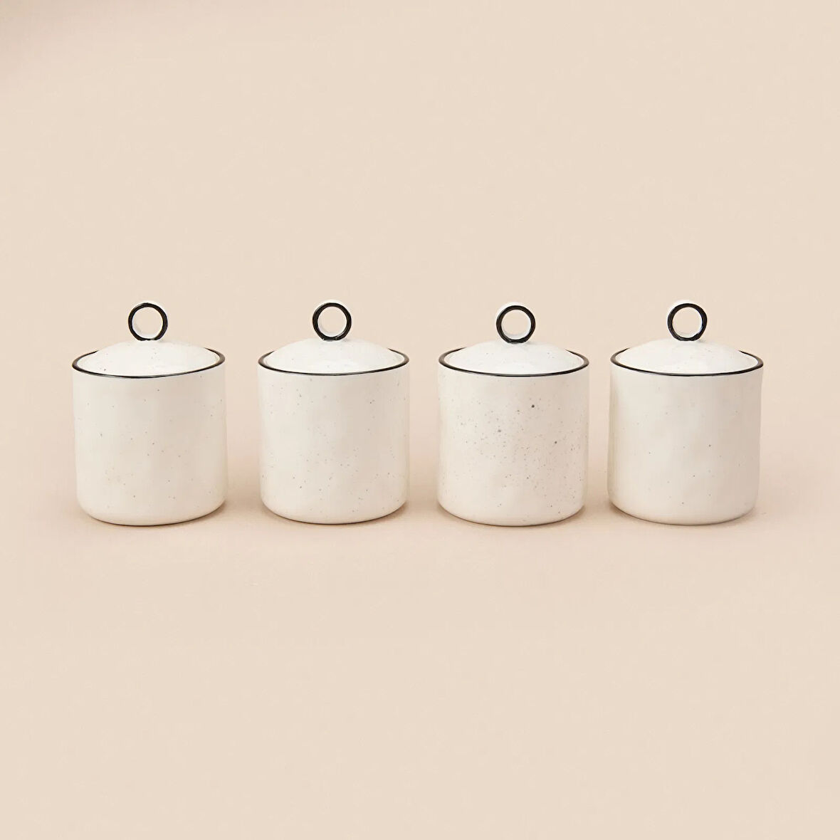 4'lü Porselen Baharatlık - Beyaz
