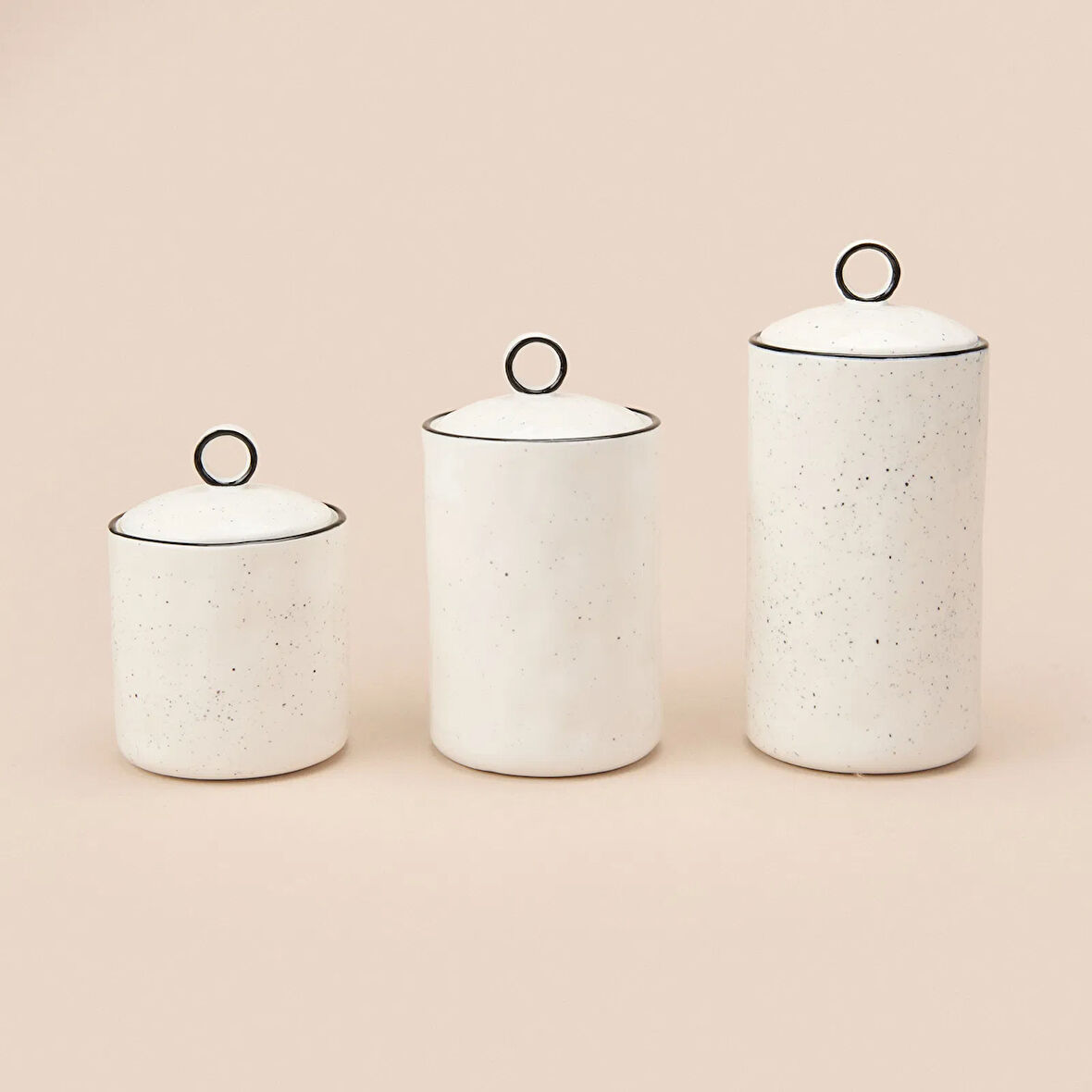 3'lü Sıralı Baharatlık Takımı - Beyaz / Siyah