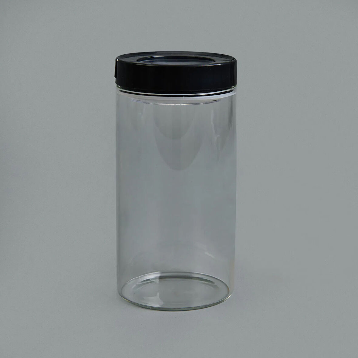 Vakumlu Cam Kavanoz - Şeffaf / Siyah - 600 ml