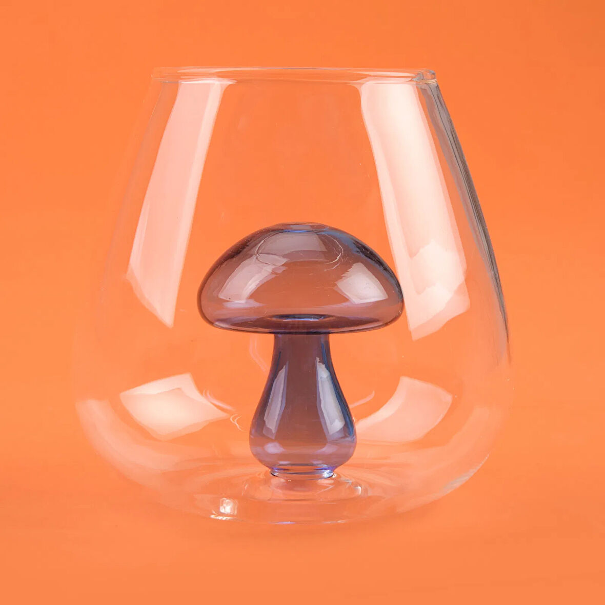 Kitchen Figürlü Borosilikat Cam Meşrubat Bardağı - Şeffaf / Mavi - 360 ml