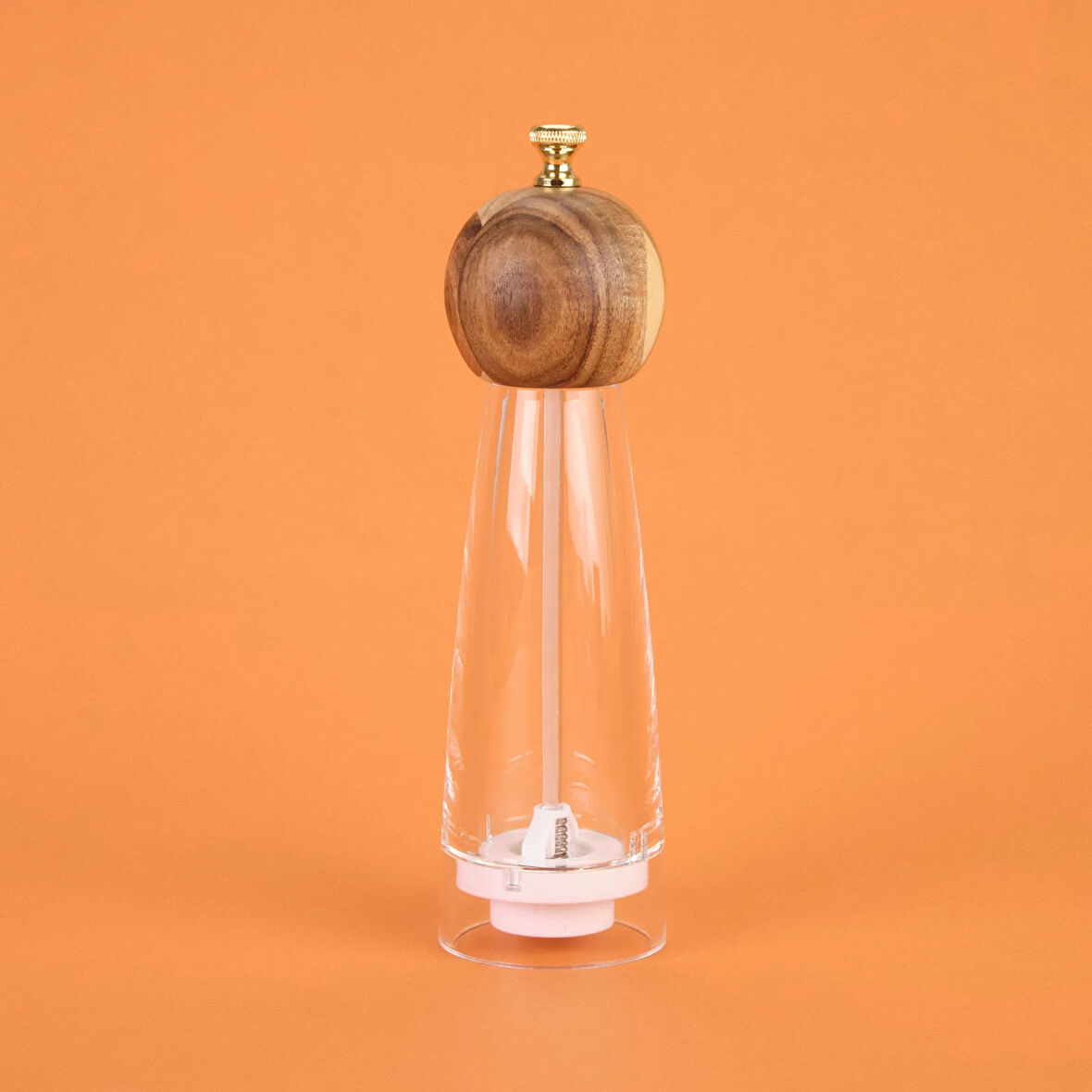 Akrilik Tuz Karabiber Öğütücü - Kahverengi / Şeffaf- 24 cm