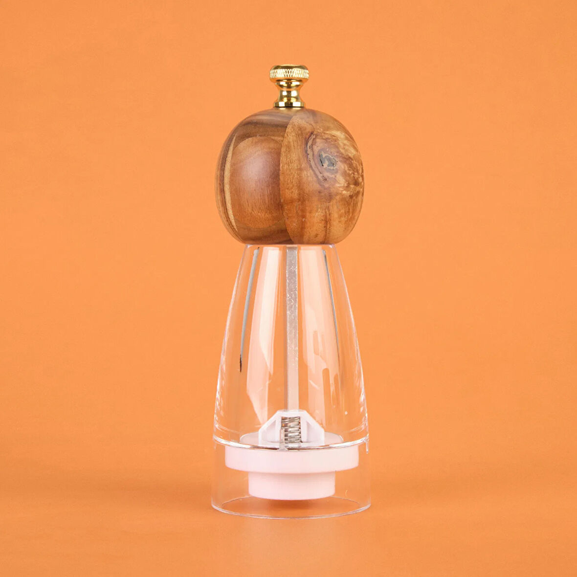 Akrilik Tuz Karabiber Öğütücü - Kahverengi / Şeffaf - 20 cm