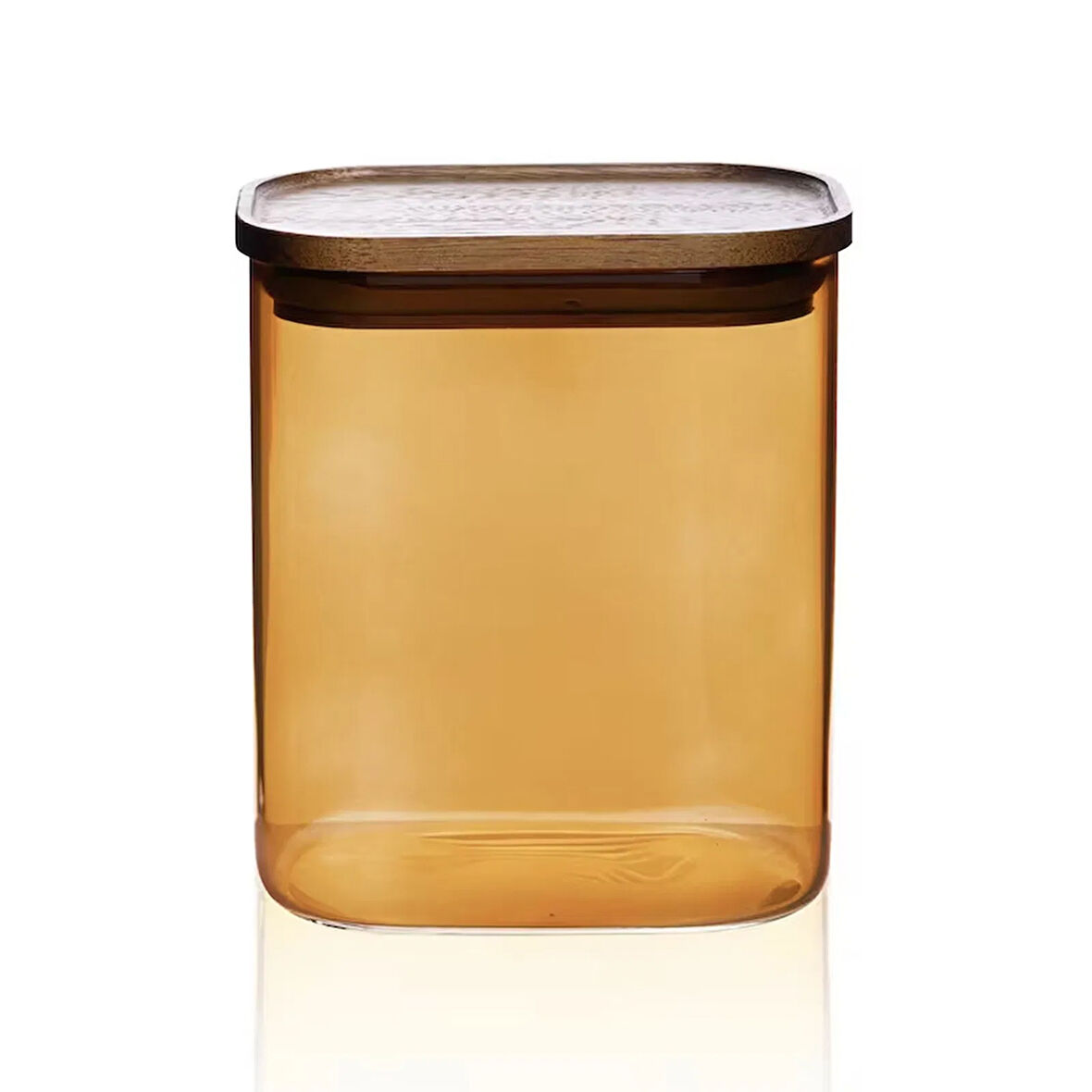 Mia Akasya Dikdörtgen Cam Kavanoz - Amber - 900 ml