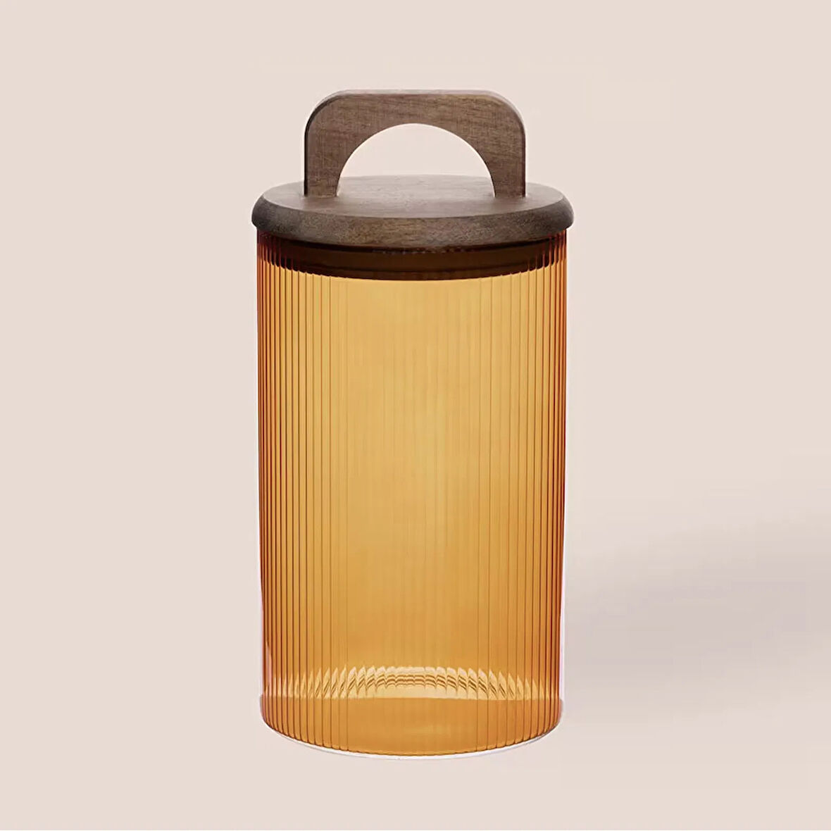 Mia Akasya Kulplu Cam Kavanoz - Amber - 1 lt