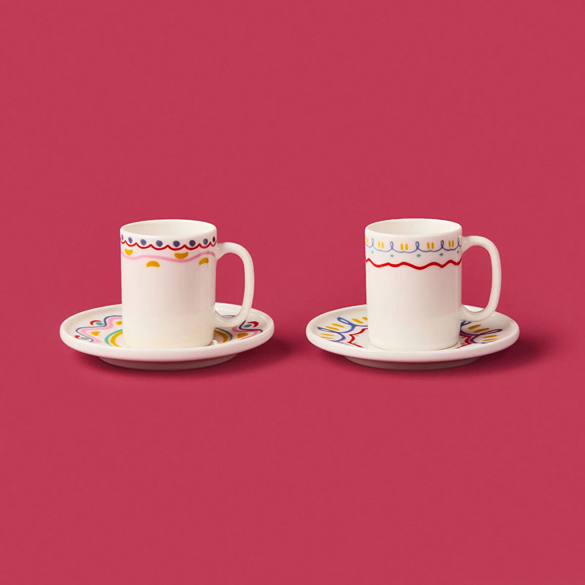 Kitchen Bonjour Magique Kahve 4 Parça Kahve Fincan Takımı - Renkli