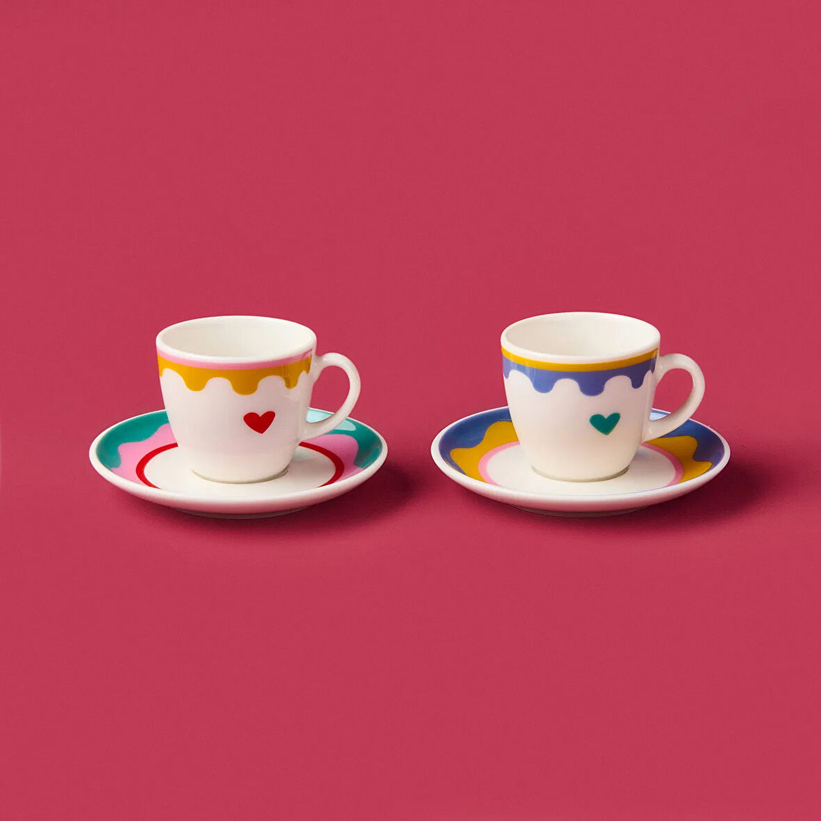 Kitchen Granny 4 Parça Porselen Fincan Takımı - Renkli / Sarı