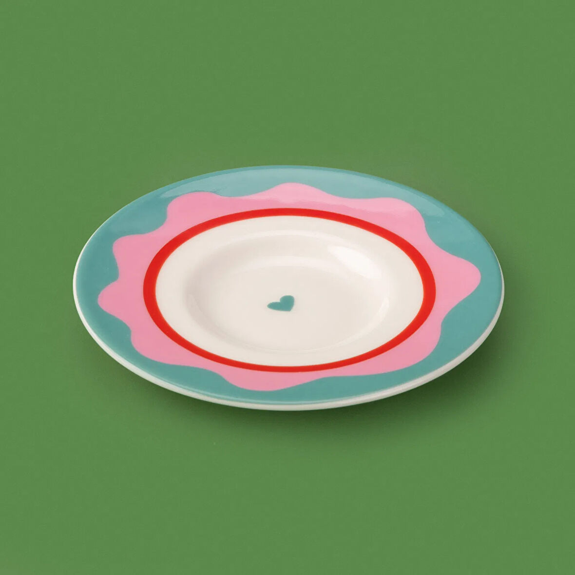 Kitchen Granny Çay Tabağı - Yeşil / Pembe - 13 cm