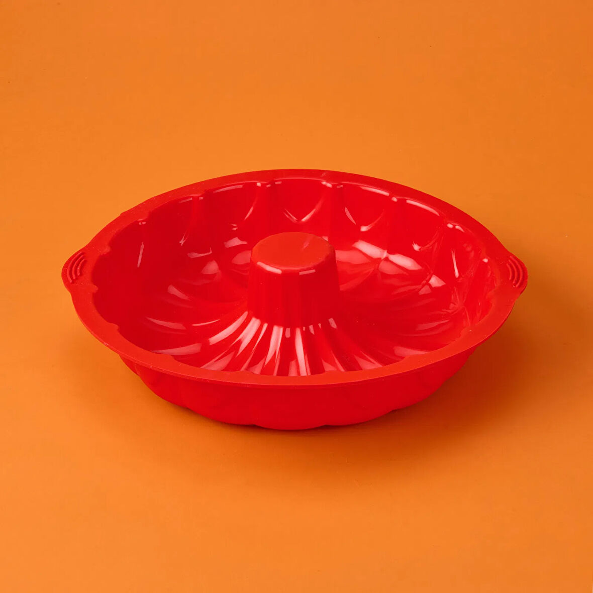 Klasik Silikon Büyük Kek Kalıbı - Kırmızı - 35 cm