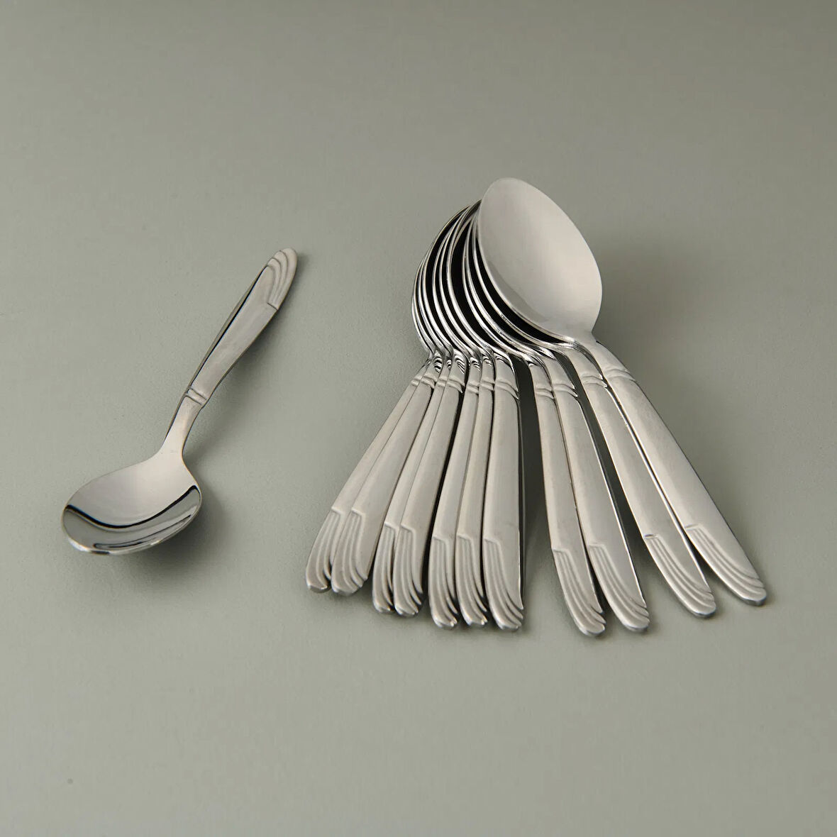 Imran Lizbon Model 12'li Çay Kaşığı - Gümüş - 11 cm