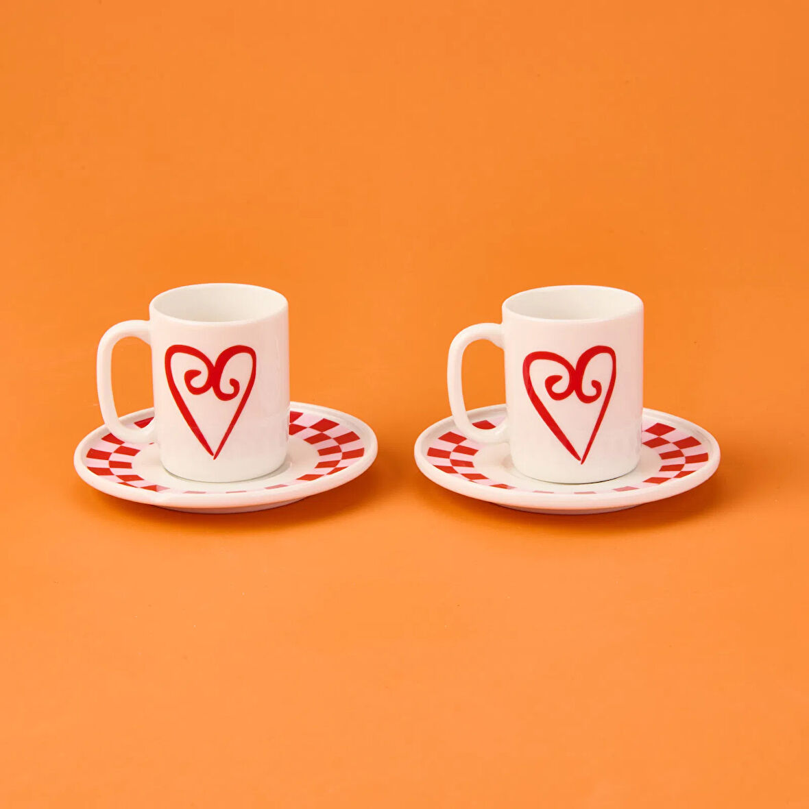 Kitchen Love 4 Parça Kahve Fincan Takımı - Pembe / Beyaz