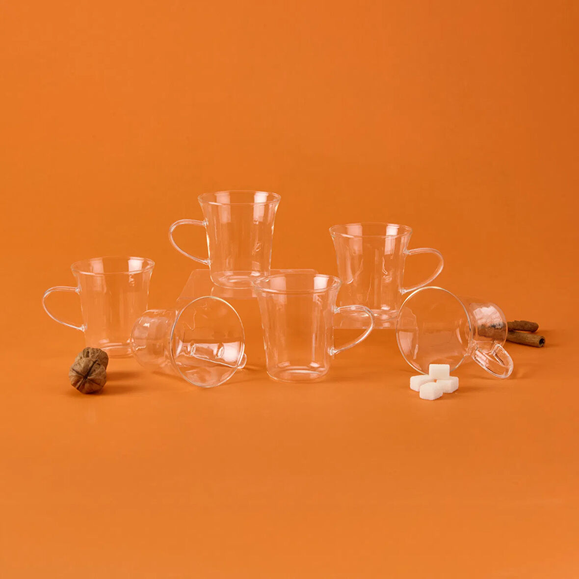 6'lı Çay Fincan Seti - Şeffaf - 170 ml