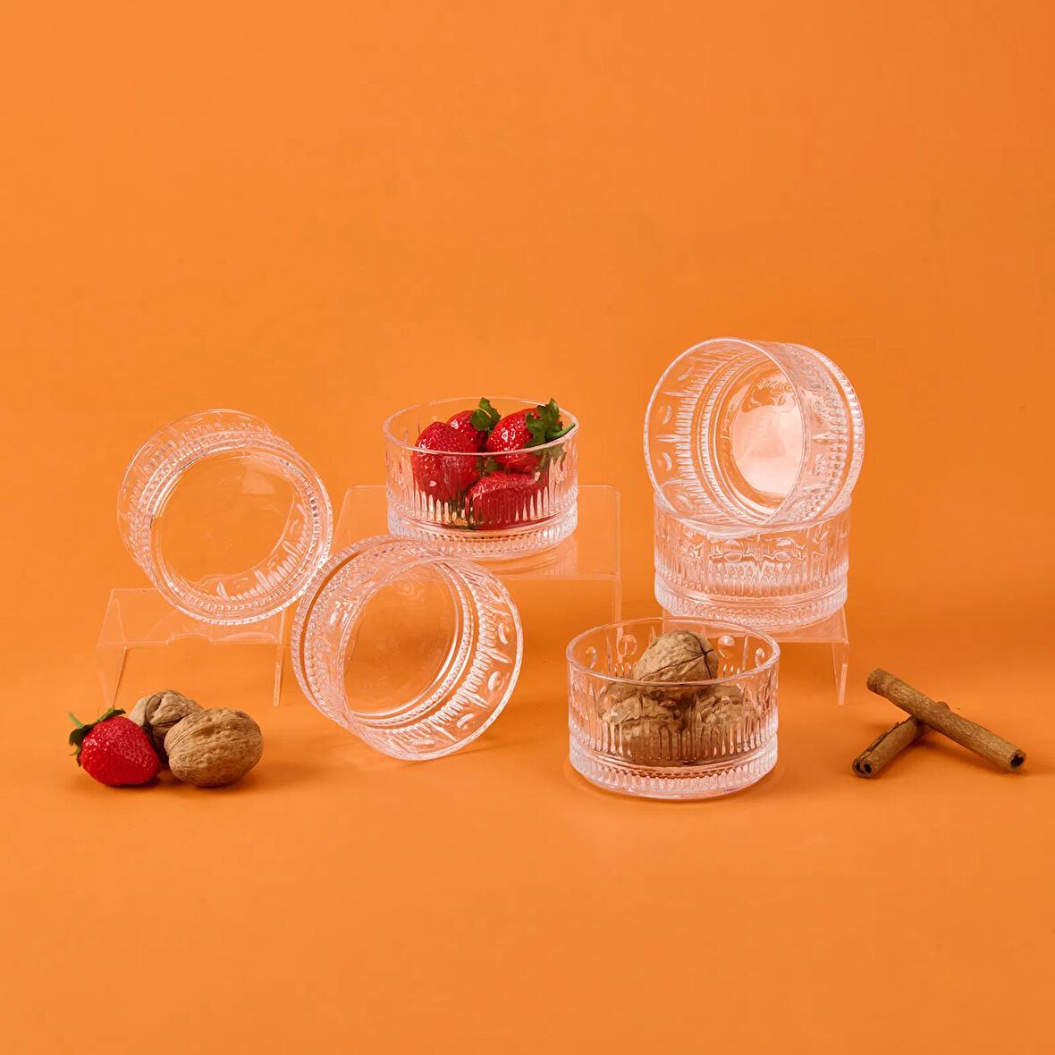 Branda 6'lı Cam Kase - Şeffaf - 220 ml