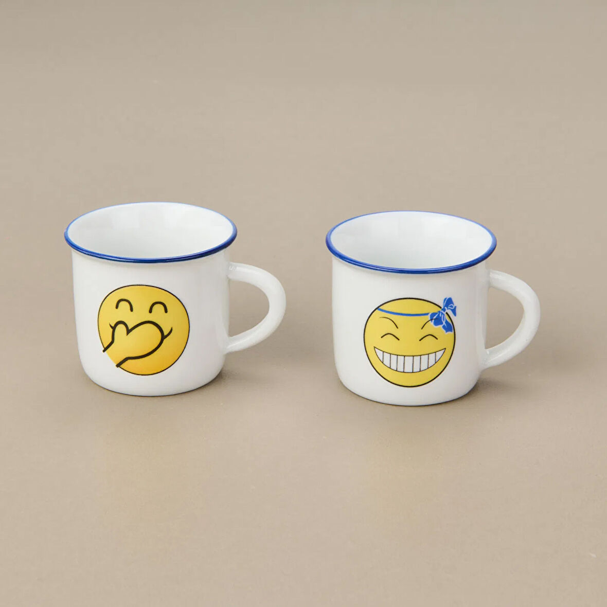 Gülen Yüz Desenli Türk Kahvesi Fincanı - Asorti - 80 ml