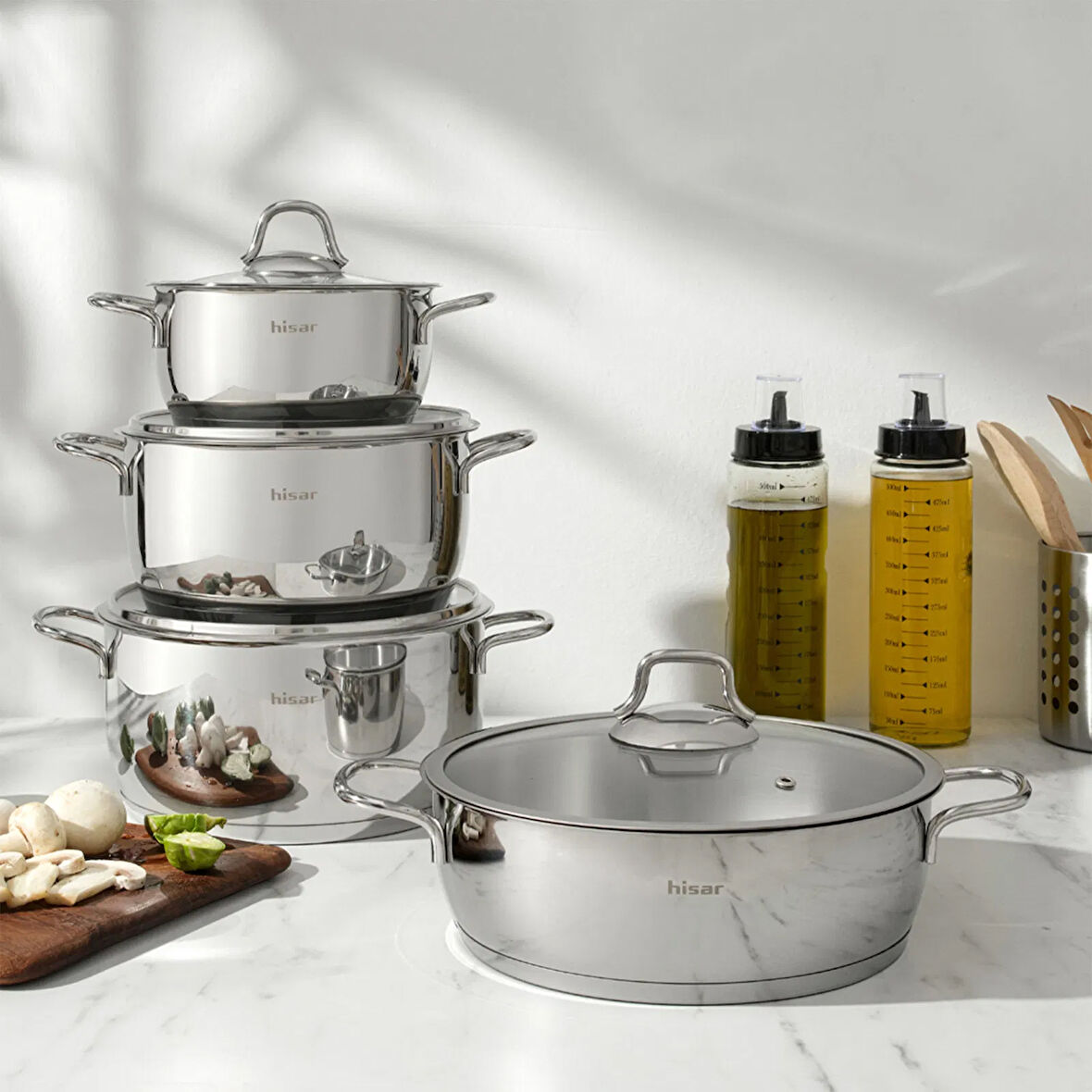 Teos 8 Parça Çelik Tencere Seti - Inox