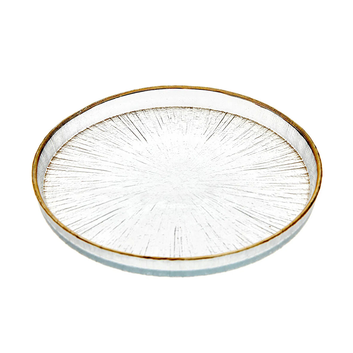 Rexy Yaldızlı Cam Tabak - 16 cm