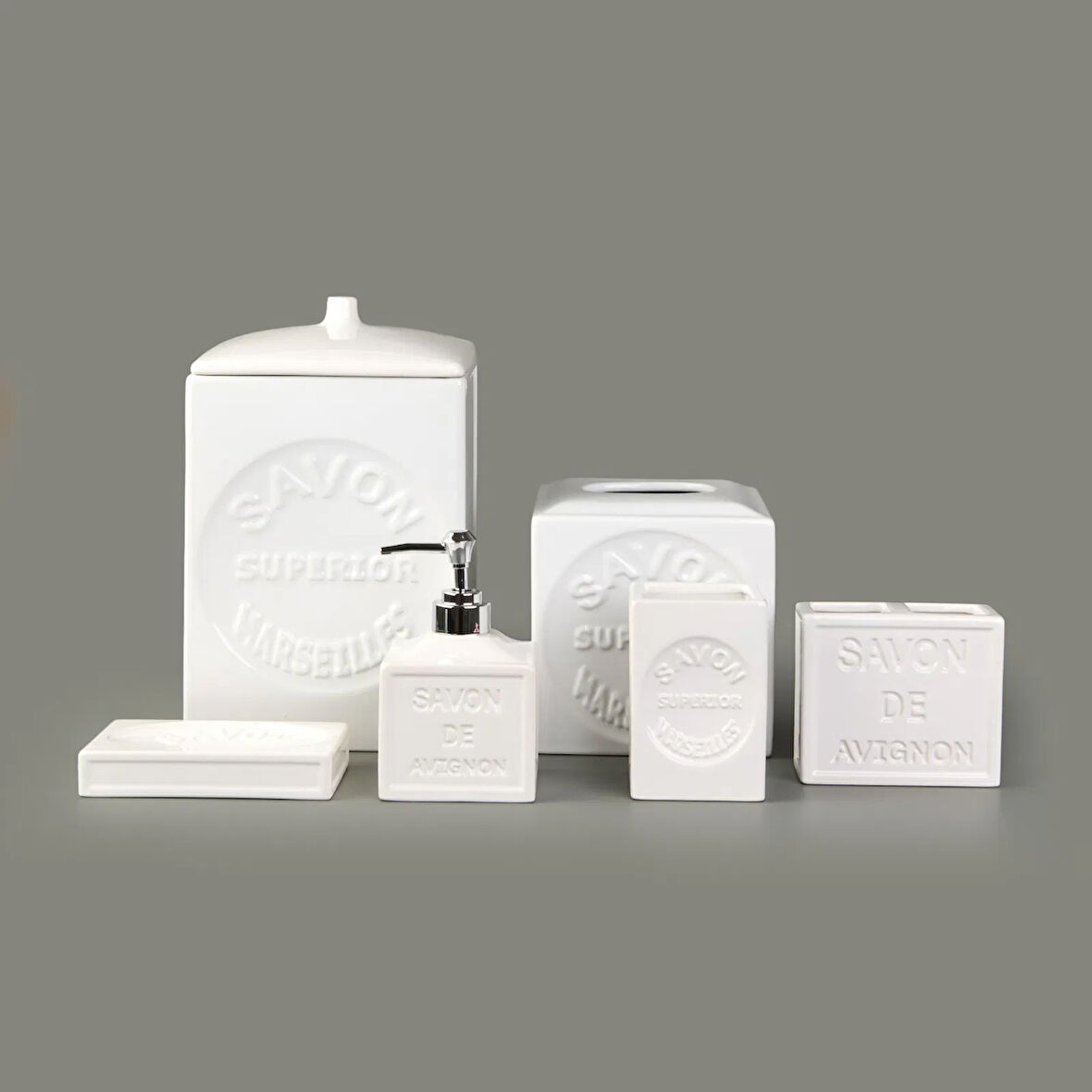 Smooth 6'lı Porselen Banyo Seti - Beyaz