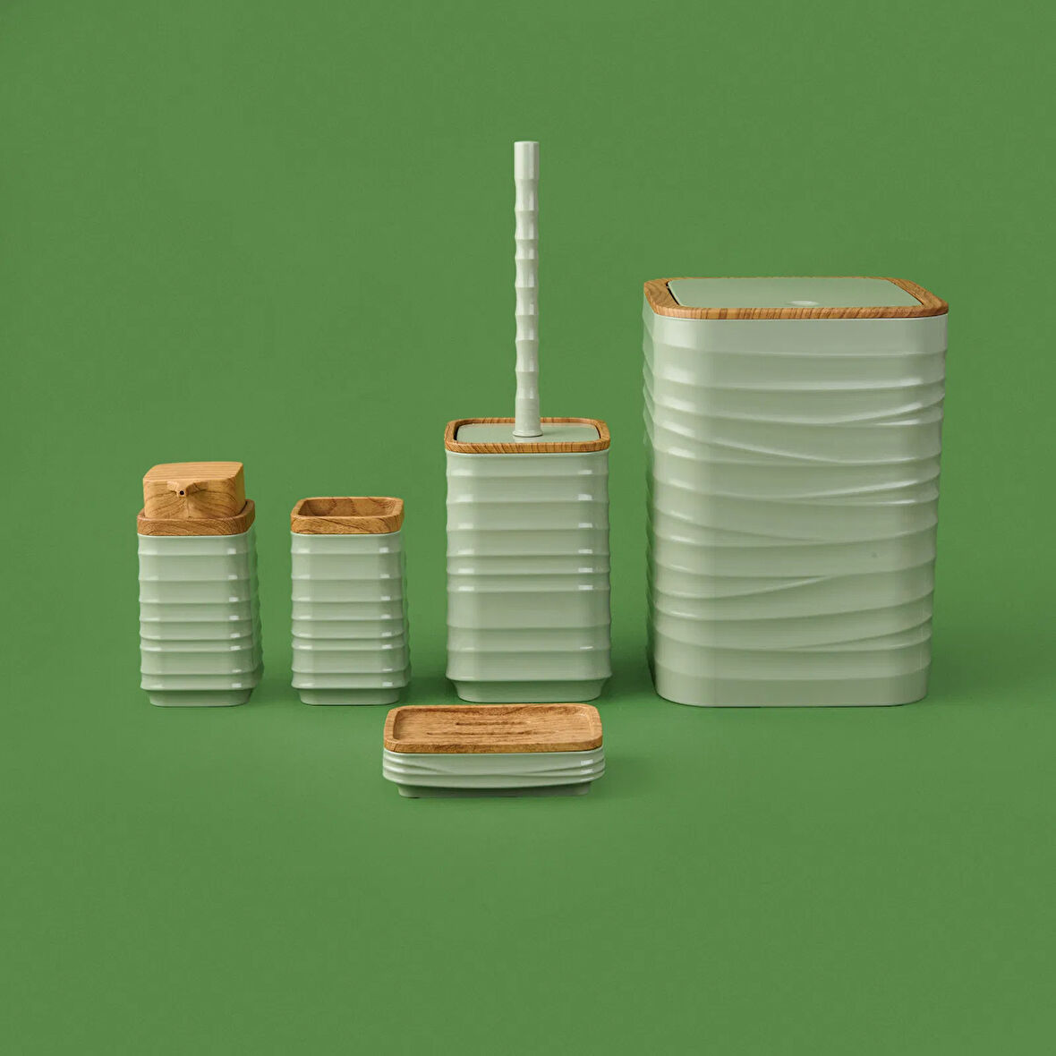 Bath Luna Kare 5 li Banyo Seti - Yeşil