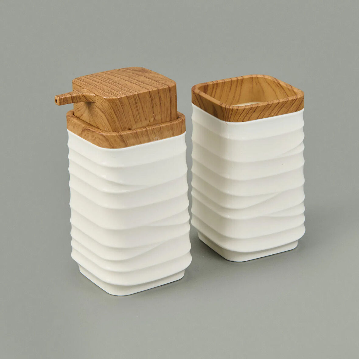 Bath Luna 2'li Sıvı Sabunluk ve Diş Fırçalık Seti - Beyaz