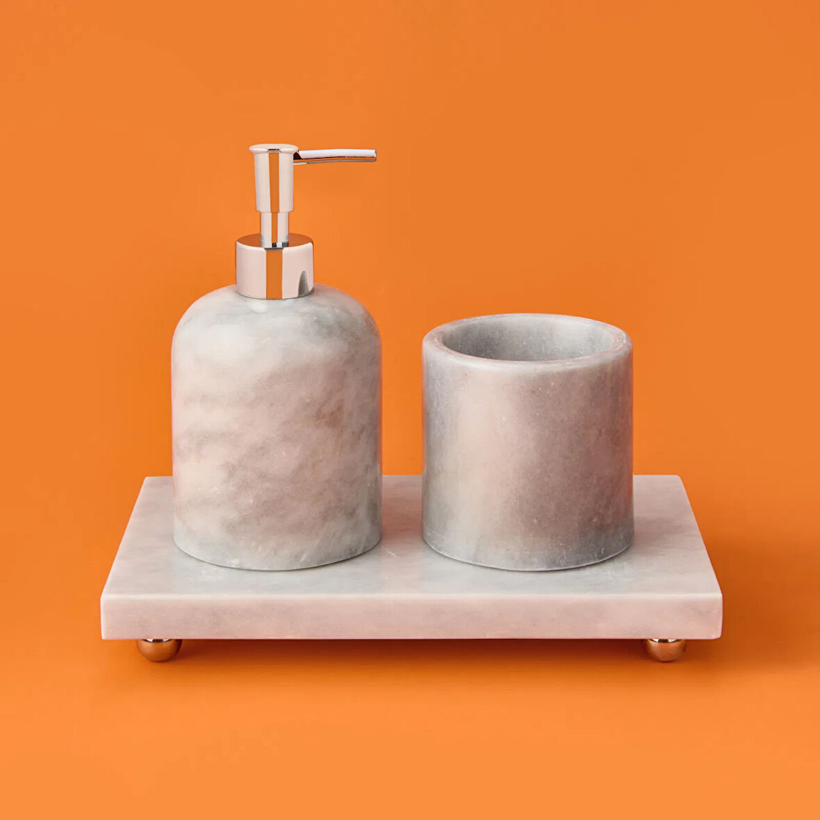 Bath 3'lü Mermer Banyo Seti - Gri