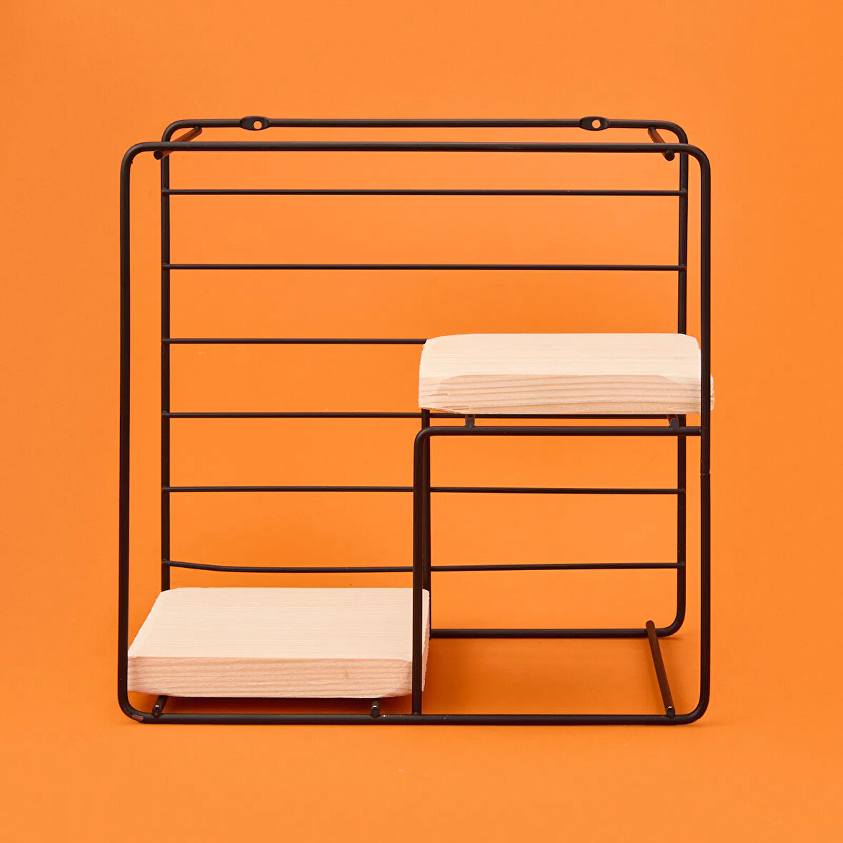 Dekoratif Dörtgen Raf - Siyah - 30 cm