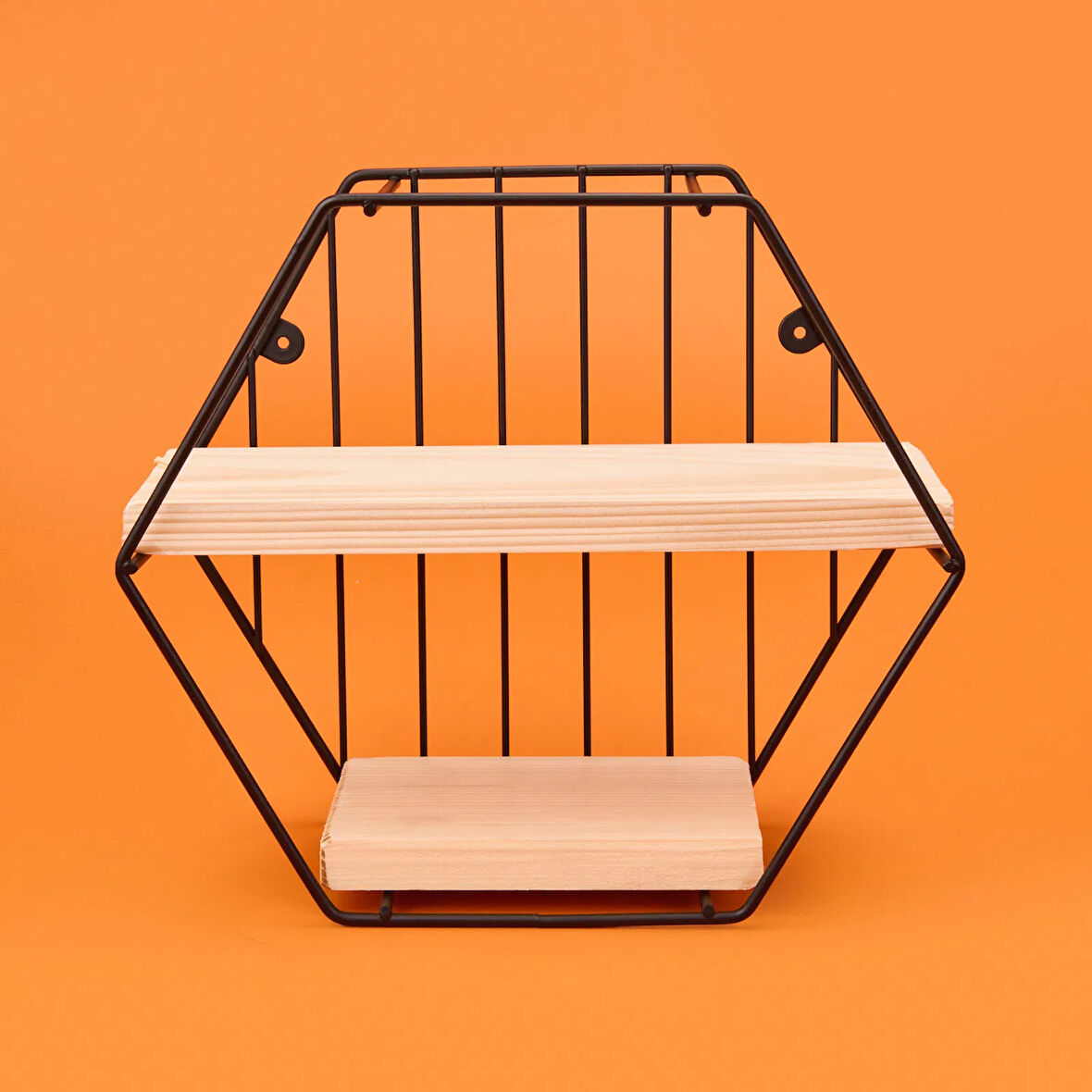 Dekoratif Altıgen Raf - Siyah - 30 cm