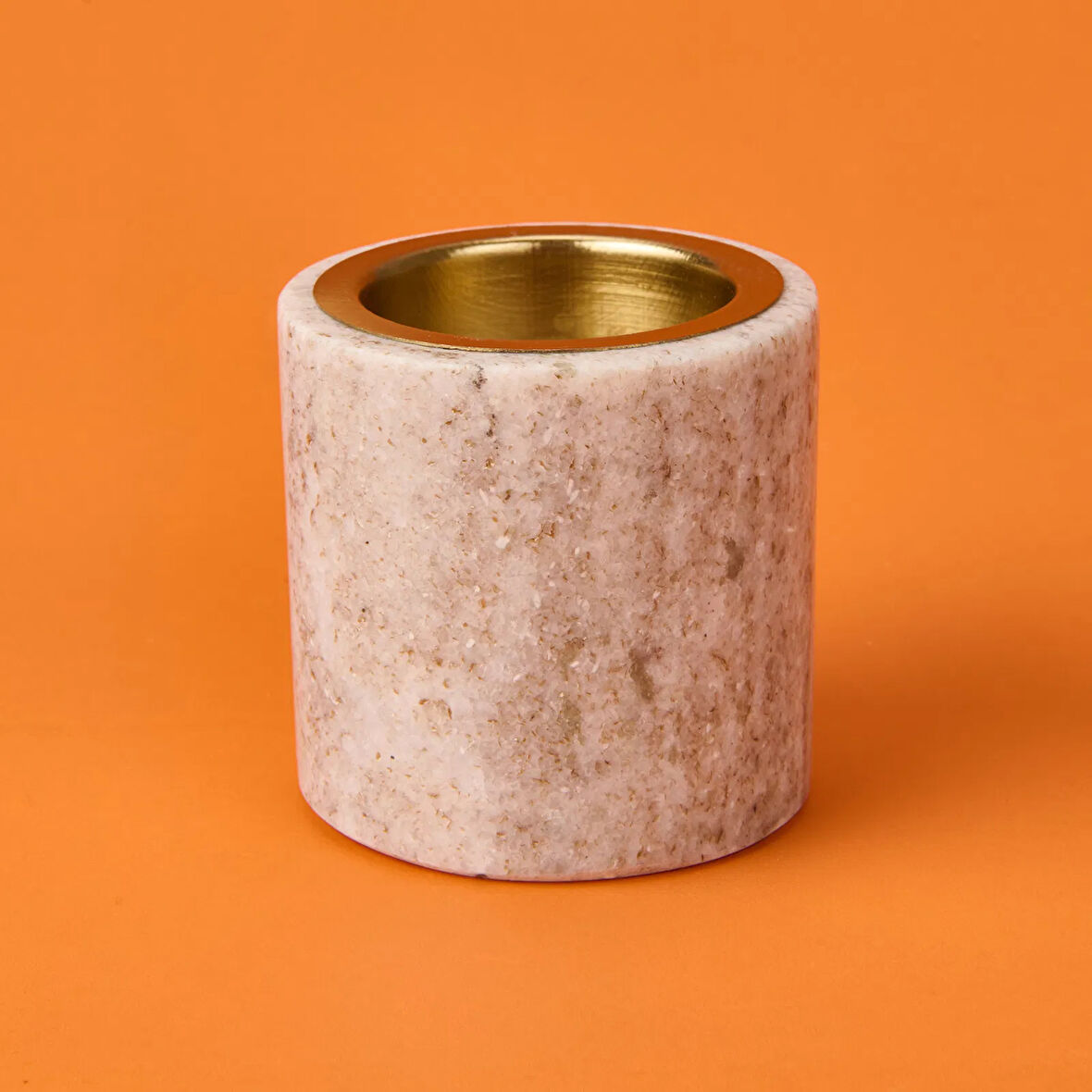 Marble Şamdan Mumluk - Bej - 6 cm