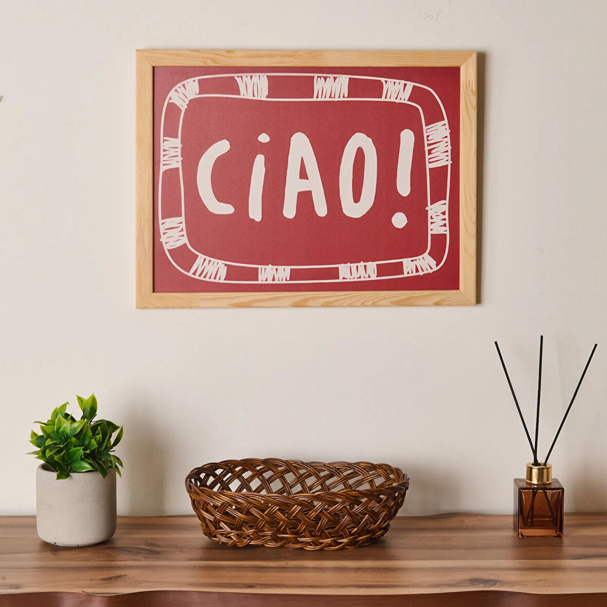 Deco Ciao Duvar Panosu - Kırmızı - 30x40 cm