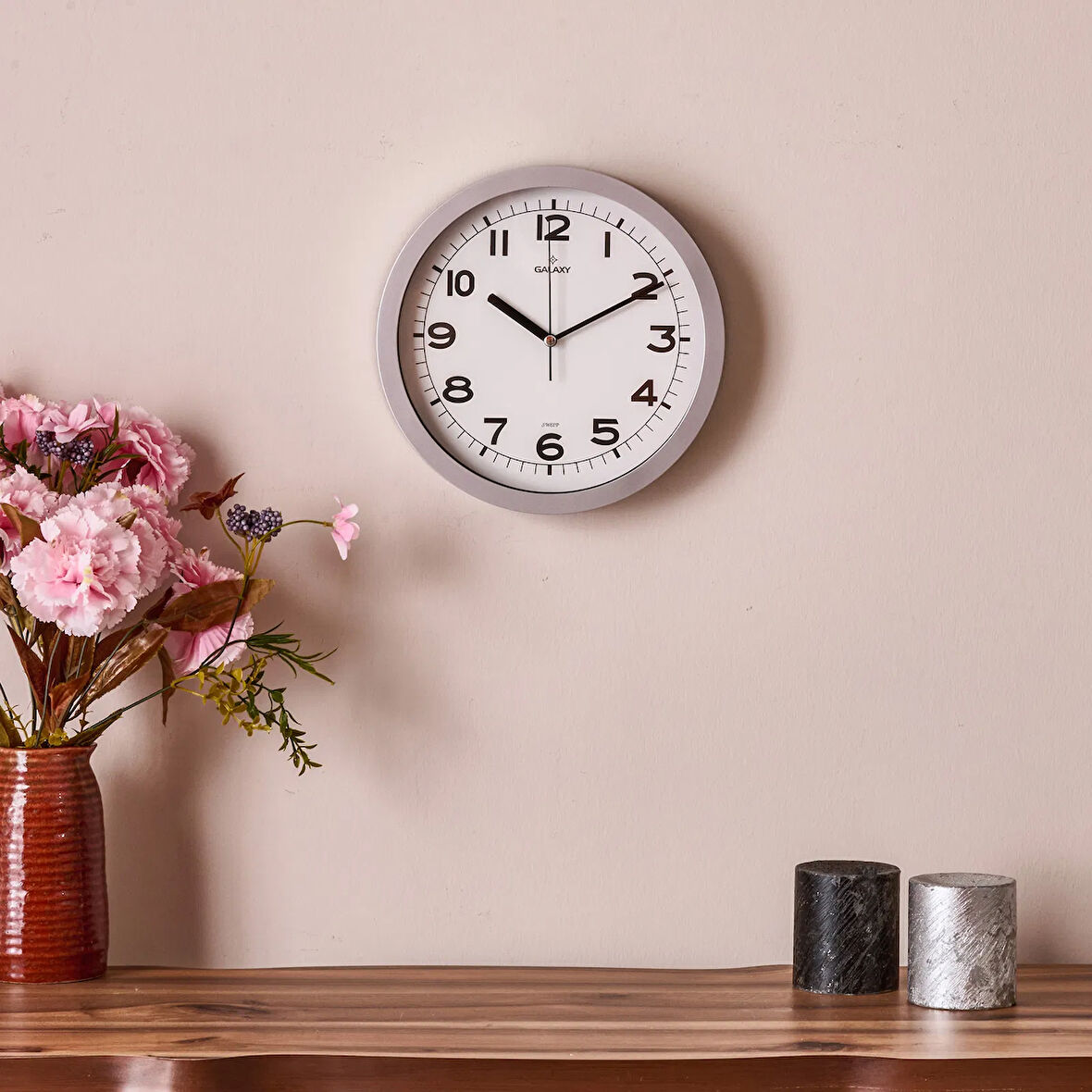 212-G Modern Duvar Saati - Gri - 25,5 cm