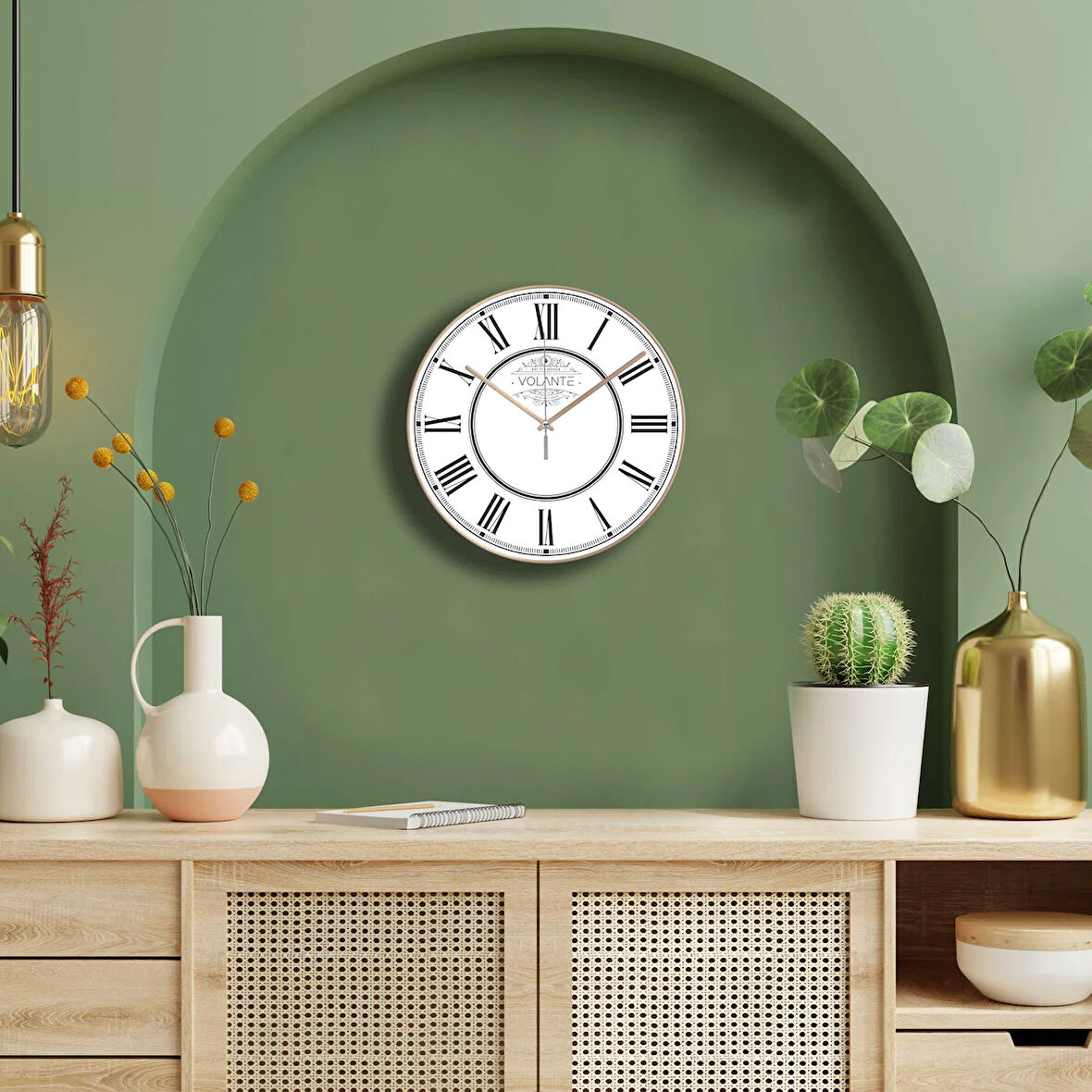 Elegant Duvar Saati - Bronz / Beyaz - 30 cm