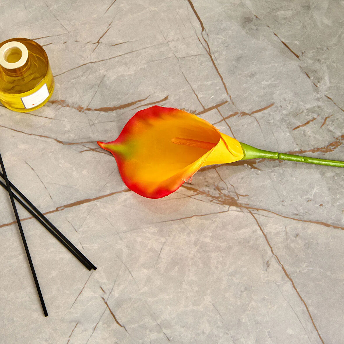 Deco Yapay Zambak Çiçeği - Turuncu - 60 cm