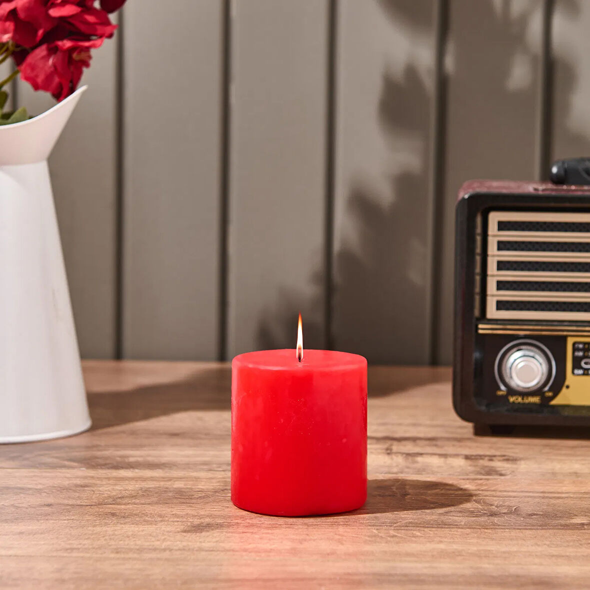Scarlet Küçük Baton Mum - Kırmızı - 7x7 cm