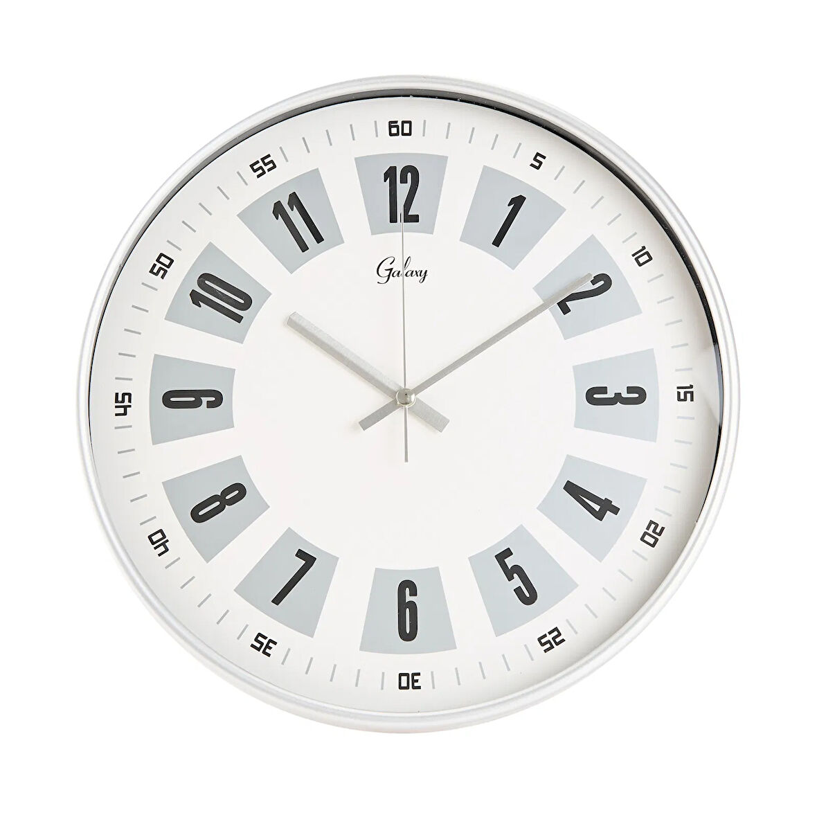 Dekoratif Beyaz Kadran Duvar Saati - Gri - 29 cm