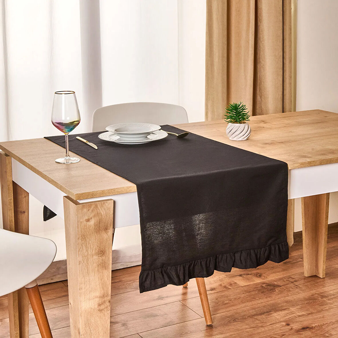 Soft Fancy Runner - Siyah - 50x130 cm