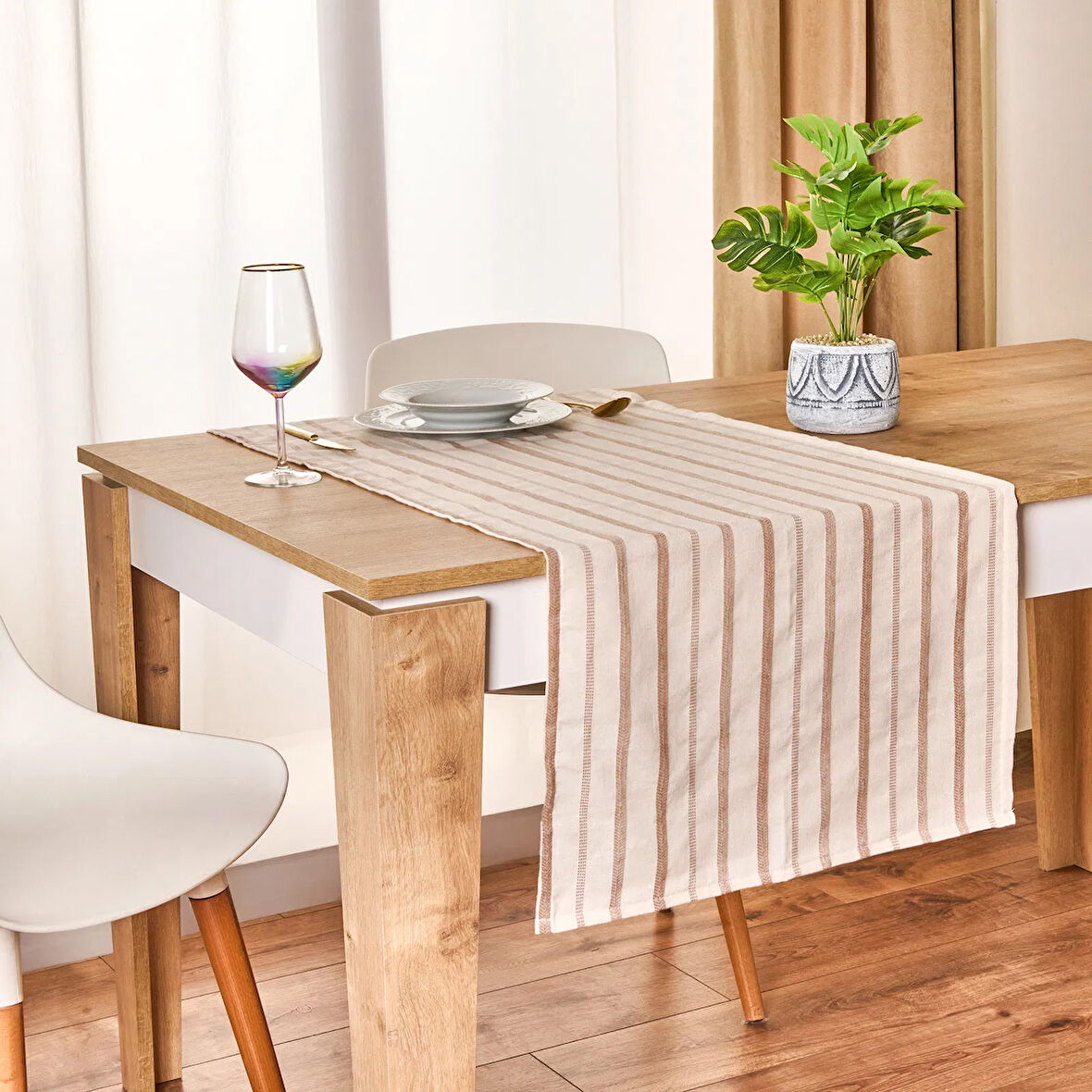 Soft Herringbone Runner - Ekru / Bej - 50x130 cm